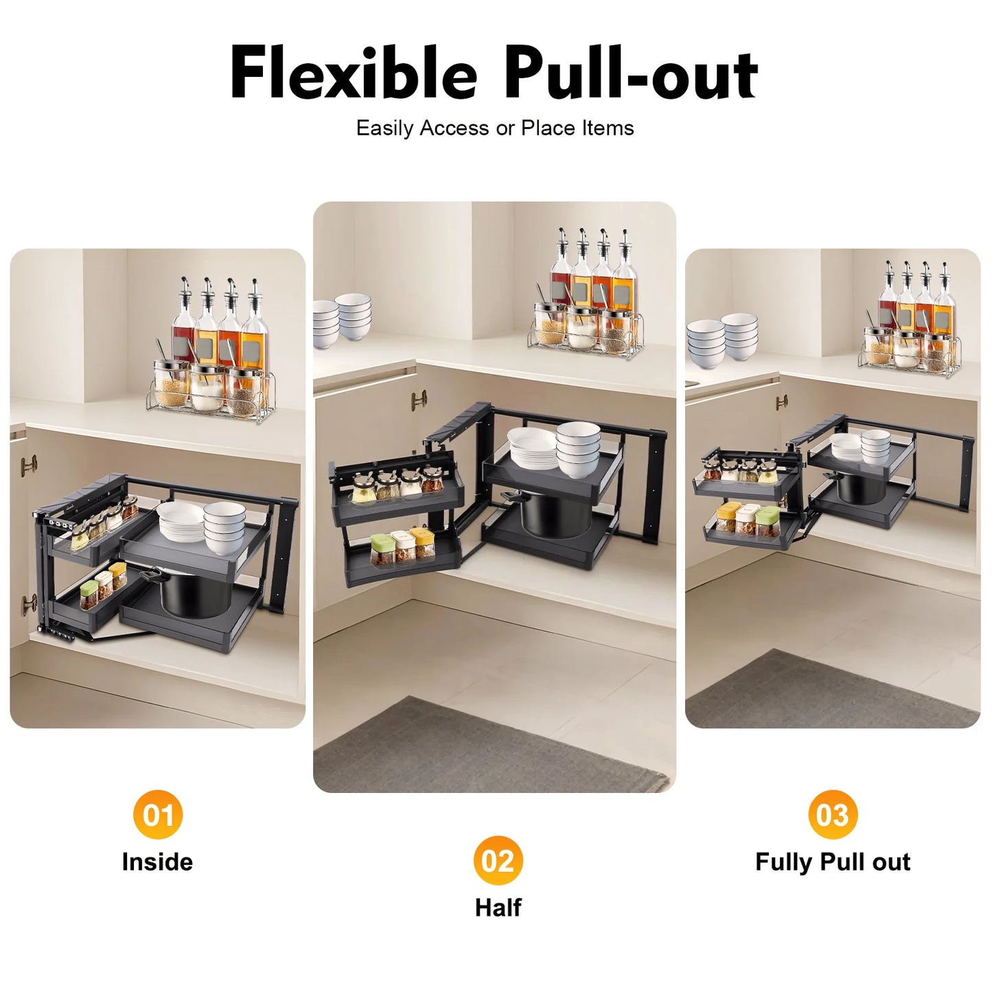 Blind Corner Cabinet Pull Out For 14 Inch Organizer Kitchen Corner Cabinet Pull Out 2 Tiers Swing Tray