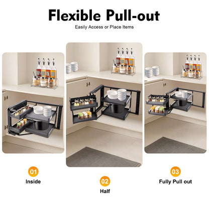 Blind Corner Cabinet Pull Out For 14 Inch Organizer Kitchen Corner Cabinet Pull Out 2 Tiers Swing Tray