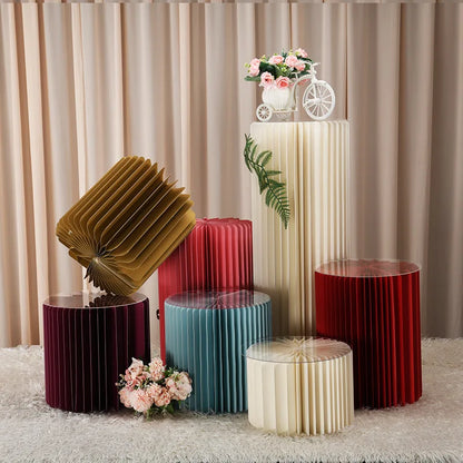 Folding Paper Roman Column Ornaments Party Wedding DIY Decoration  Dessert Cake Table Stand Columns  Decoration Display Stand