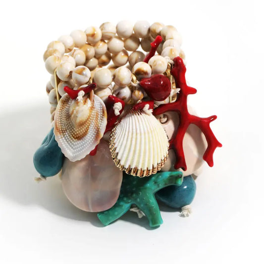 Statement Bohemian Style Multi-layer Beaded Shell Bracelet Set Handmade for Women Girl