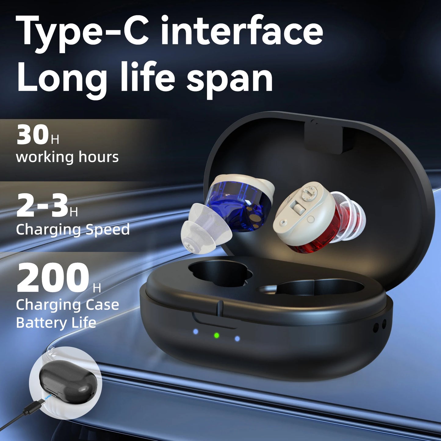 Multi-color Charging Long Life Portable Mini CIC Invisible Magnetic Rechargeable In-Ear Adjustable Hearing Aid For Deaf and Elde