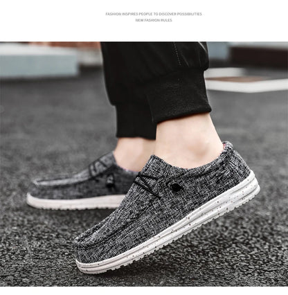 Brand Men Casual Shoes Fashion Denim Canvas Shoes Breathable Men Walking Flat Shoes Outdoor Large Size Light Men's Shoes Loafers