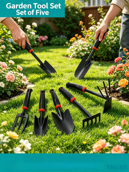 5 Pack 5-in-1 Gardening Hand Tool Set, Mini Hoe & Small Shovel for Outdoor Digging, Garden Loosening & Beach Clamming Tools