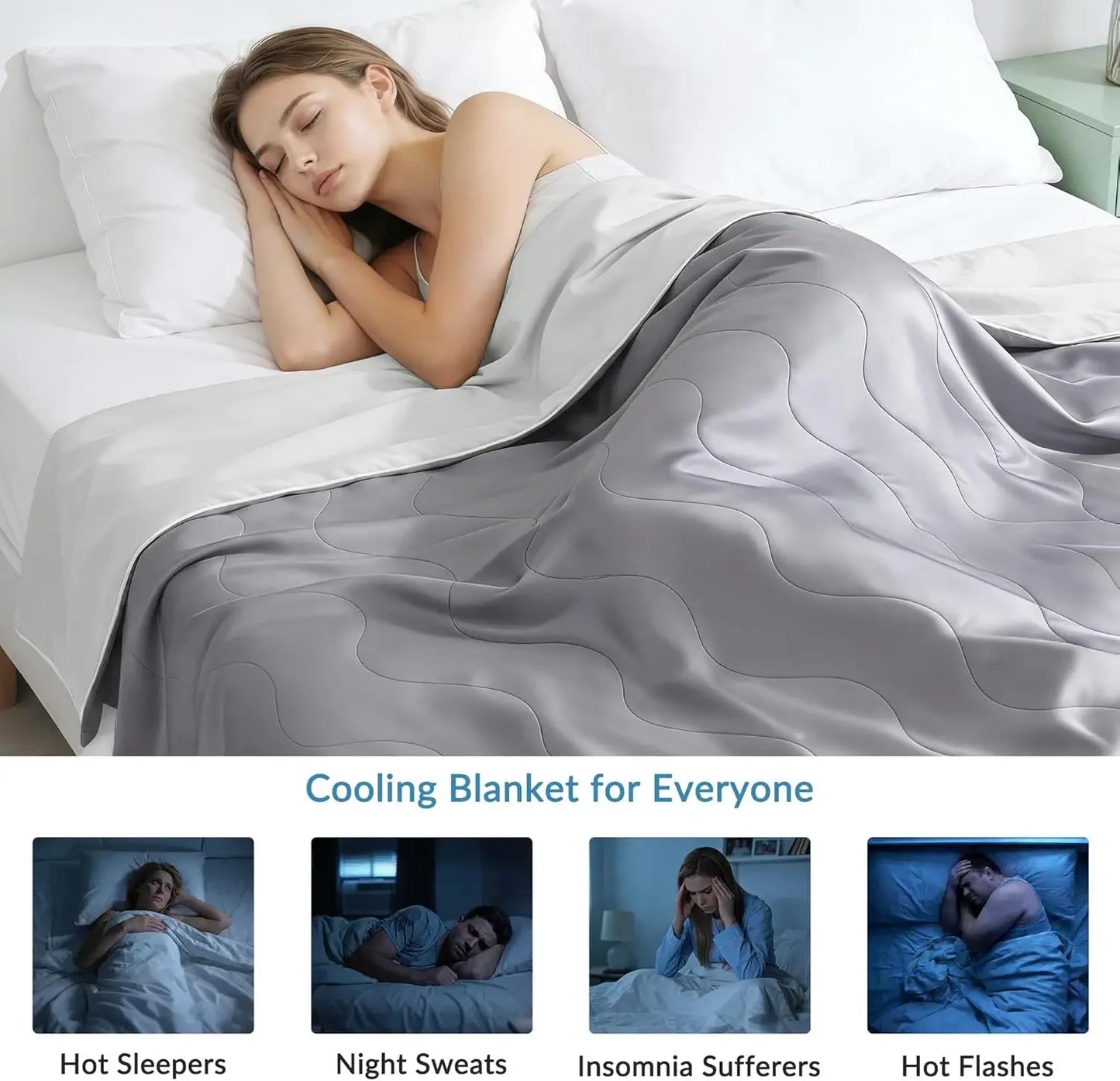 Cooling Comforter King Size Grey, Lightweight Summer Blanket for Hot Sleepers, Soft Breathable Bedding for Night Sweats