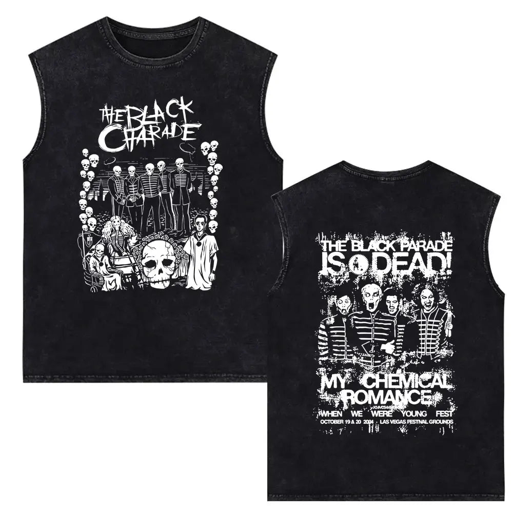 My Chemical Romance Vintage Washed Tank Tops Three Cheers for Sweet Revenge Sleeveless Vest Men Retro Punk Emo Rock Band T-shirt