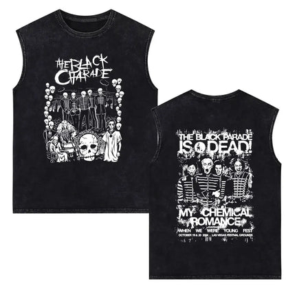 My Chemical Romance Vintage Washed Tank Tops Three Cheers for Sweet Revenge Sleeveless Vest Men Retro Punk Emo Rock Band T-shirt