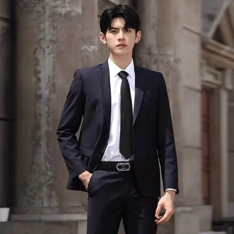 Four Piece Men's Suit Set Business Casual Professional Formal Slim Fit With Tie Included Handsome Style