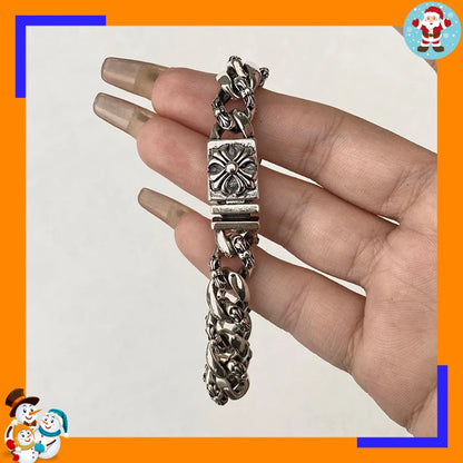 Bracelet Punk Cross Full Flower Domineering Old Sword Hip Hop Rock Fashion Thick Bracelet Men's