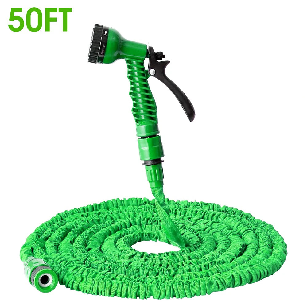 50FT Expandable Magic Hose Lightweight Design Durable Materials 7 Water Spraying Functions Gun Home Garden Watering Tools