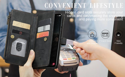 Leather Zipper Wallet Case For Samsung Galaxy A14 A15 A16 A17 A24 A25 A33 A34 A35 A36 A53 A54 A55 A56 A71 A72 4G 5G Phone Cover