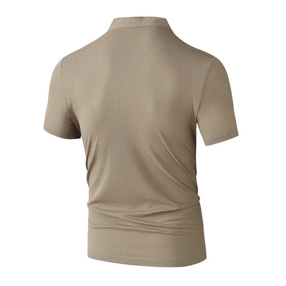 New Men's Business Casual Short Sleeved Bone Flower Solid Color POLO Shirt Fashion Breathable Comfortable Summer Versatile Top