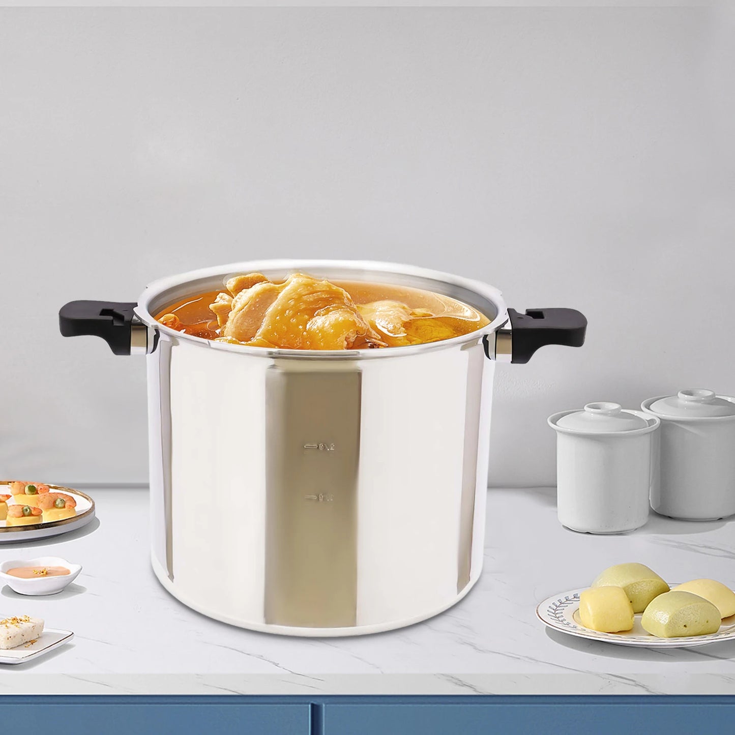 22L Aluminium Alloy Pressure Canner 90Kpa Thickened Explosion-proof Pressure Cooker Pot with Pressure Gauge and Safety Valve