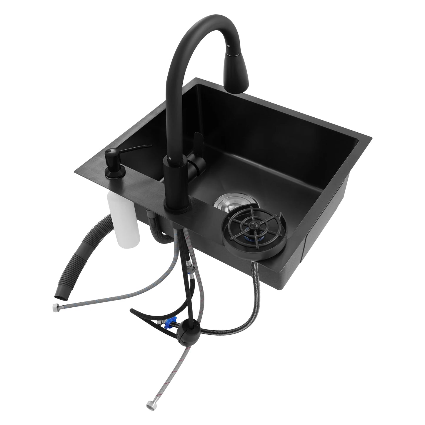 Multi-functional Kitchen Sink with Retractable Faucet, Soap Dispenser and Drip Basket Black Stainless Steel Sink 3 Specification