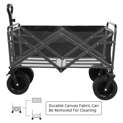 Heavy Duty Outdoor Folding Wagon Cart Large Capacity Collapsible Utility Trolley Portable for Garden Beach Camping