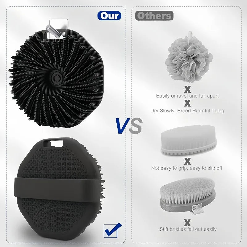 4PCS Long Handle Silicone Bath Brush Set for Body Back Face Gentle Exfoliating Massage Deep Cleaning with Non Slip Grip