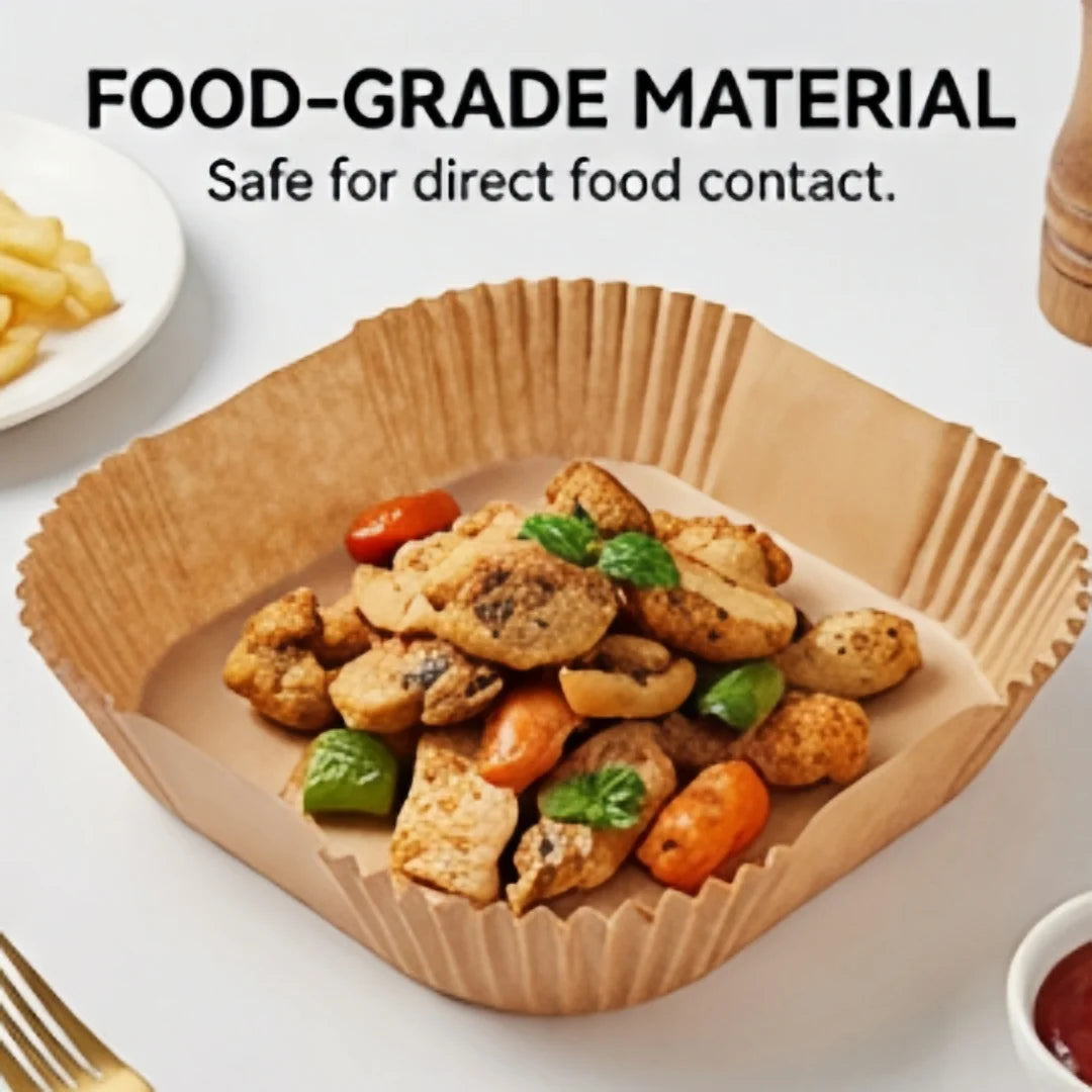 50 Pcs Non-Stick Air Fryer Liners 20cm, Pre-cut Parchment Paper for Healthier Cooking, Easy Clean Up