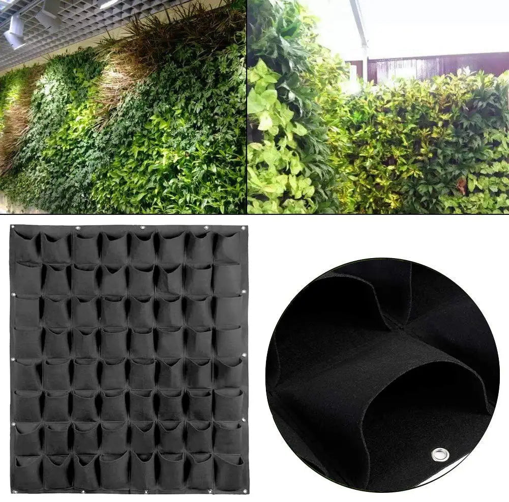 64 Pockets  Hanging Planter Bags, Wall Mounted Planting Grow Bags For Garden Outdoor Indoor Gardening Greening Flower Container