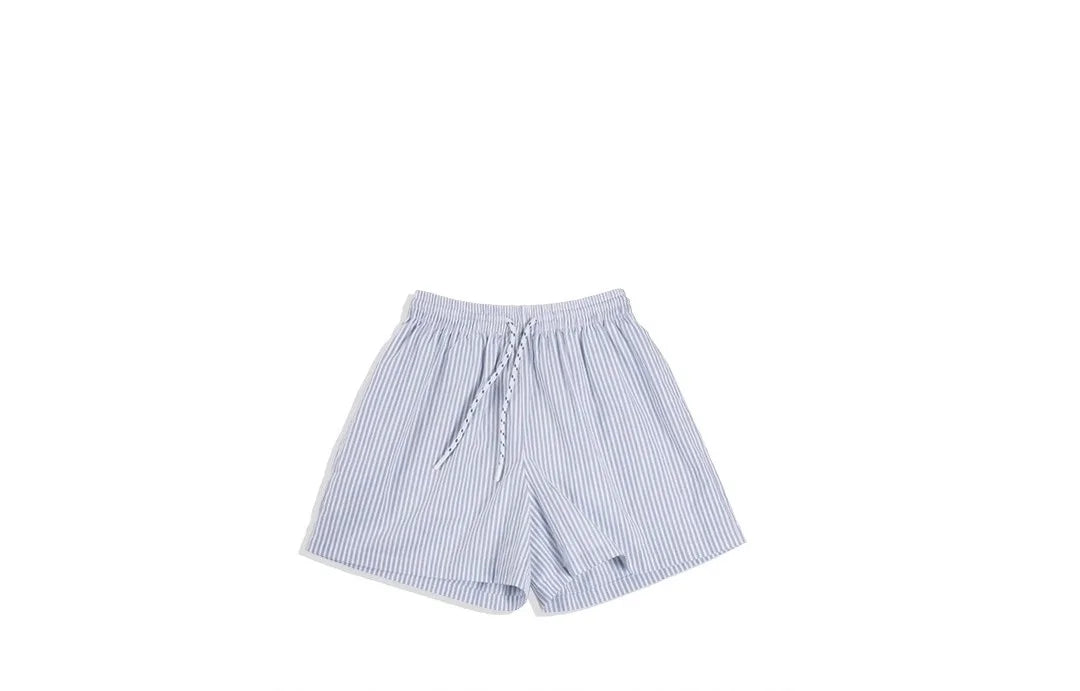 Maden Women's Blue White Striped Shirt and Shorts Sets Loose Casual French Classic Summer Suit Elegant Matching Two Piece Set