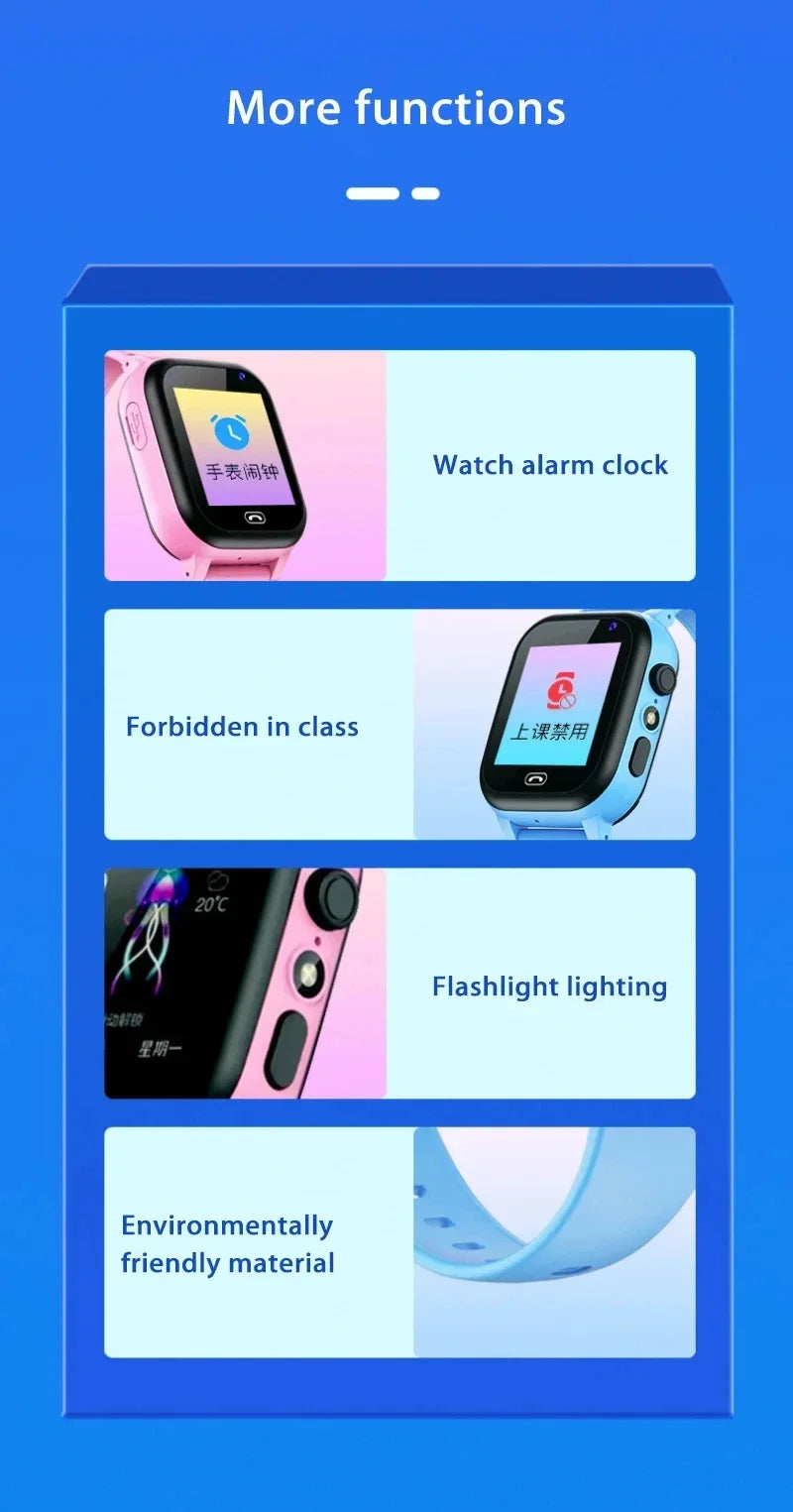 Lenovo 2027 Kids 5G Smart Watch GPS SOS Video Call HD Camera Waterproof SIM Card Support Earphone Child Watch for Boys & Girls