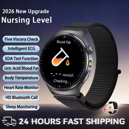 2026 New Accurate Diagnosis ECG Smart Watch Body Fat Blood oxygen BP Health Sport HD AMOLED Screen call Smart watch Men women