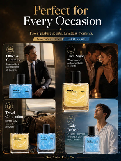 FOMIX 2PCS Men's Perfume Set, Long Lasting Fresh Ocean & Warm Seductive Eau De Parfum Spray, Citrus Floral Musk Woody Cologne, Day Night Portable Fragrance Gift for Him