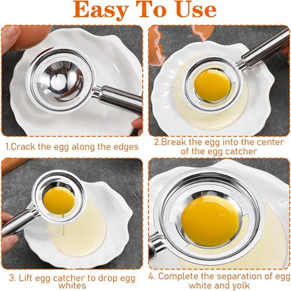 1Pcs Stainless Steel Egg Separator 20cm/7.9in for Separating Egg White & Yolk Baking Kitchen Tool