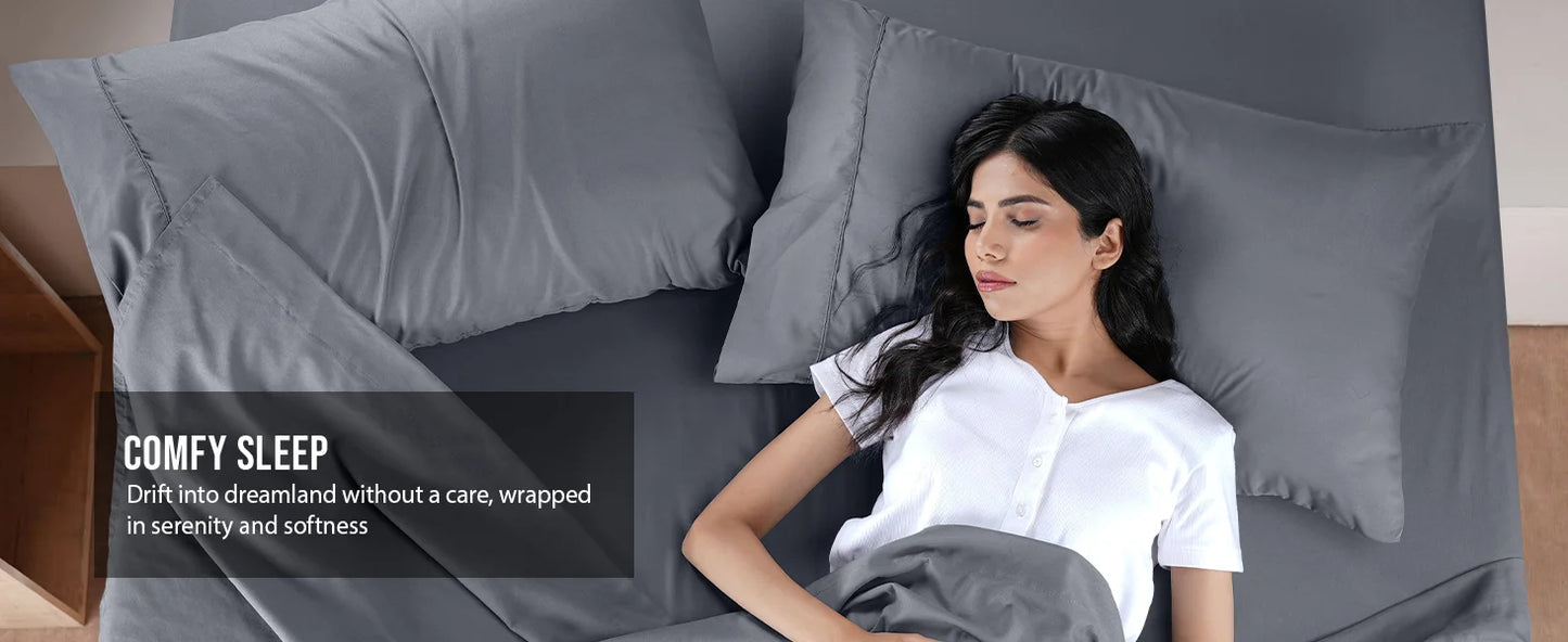 4pcs/6pcs Bamboo Cooling Queen Size Sheet Set - Children Bedding, Breathable And Comfortable - Fit for Hot Sleepers