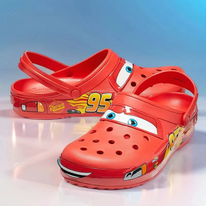 Cartoon Slippers Men Sandals Casual Ankle-Wrap Eva Car Flip Flops Shoes Lightning Mcqueen Outdoor Beach Holey Shoes