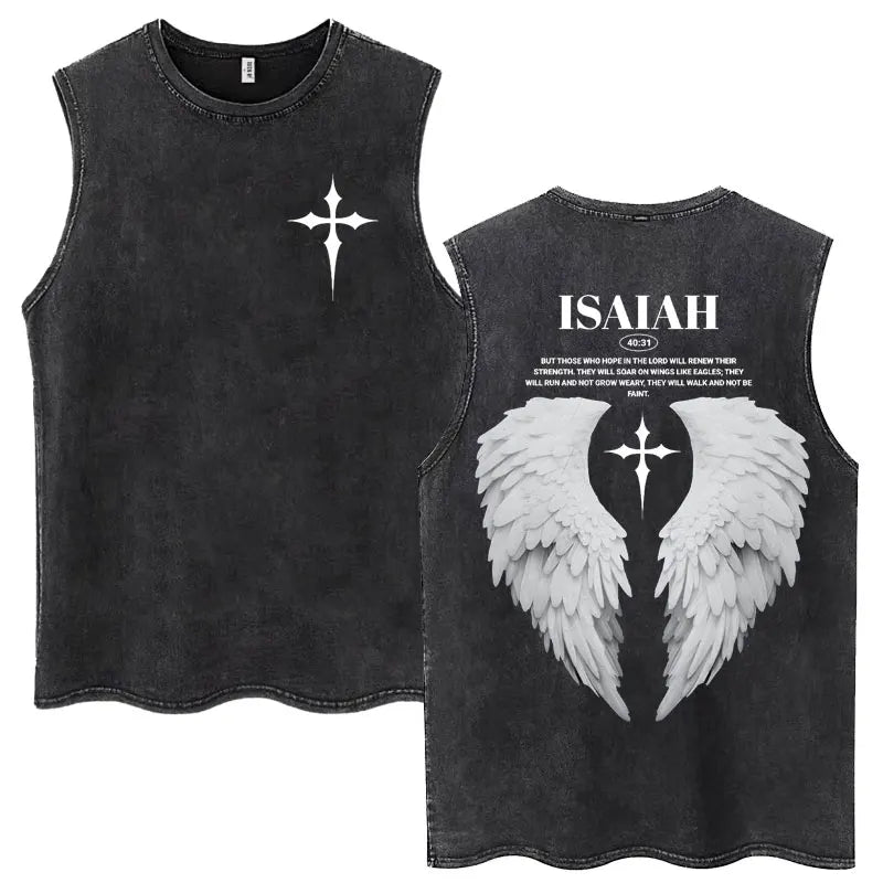 Washed Jesus Is King Christian Harajuku Vintage Tank Tops Men Women Gothic Sleeveless T-shirt Loose Summer Cotton Casual T Shirt