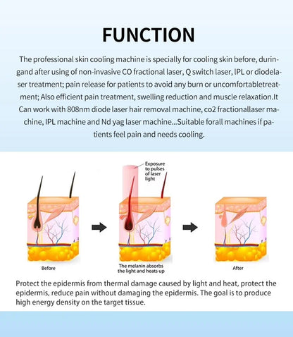 Air Cooled Skin Cooling System Low Temperature Machine for Laser Tattoo Removal Skin Pain Relief Beauty Salon Equipment Device