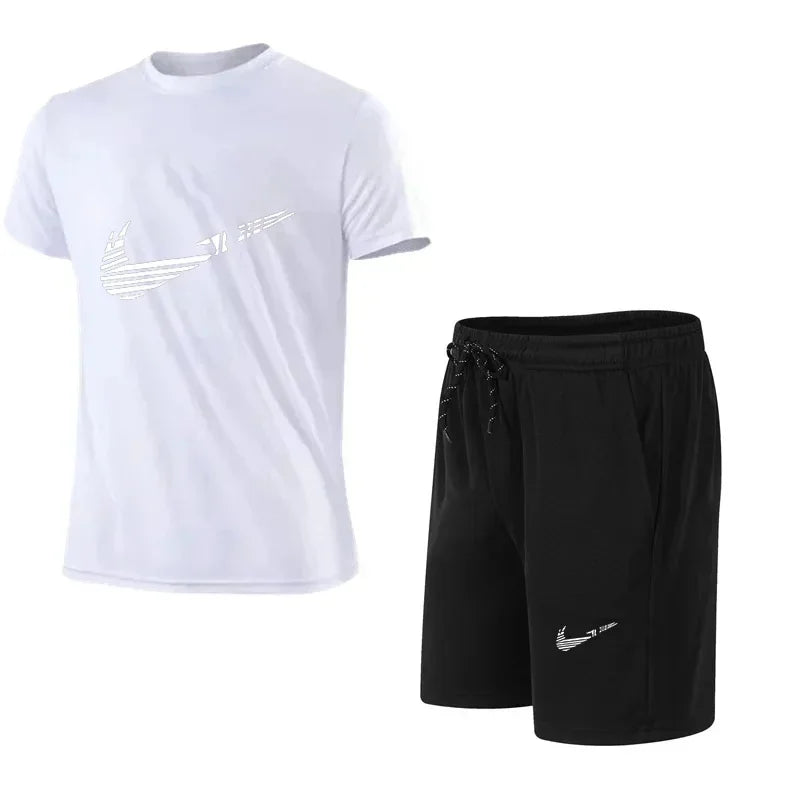 2025 Summer Fashion Men's Tracksuit T-shirt Shorts Set Leisure Short Sleeve Set Jogging Gym Suit Brand Clothing