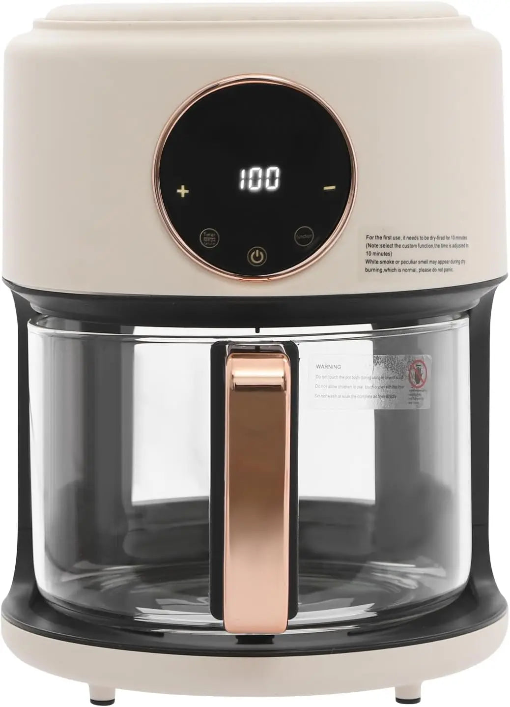 3.81Qt Air Fryer, Portable Glass Air Fryer Compact Smart Air Fryer Oven 8 Preset Modes with Digital Display Fast Preheat for Home Kitchens, Restaurants, Family Gatherings, Outdoor Picnics (White)