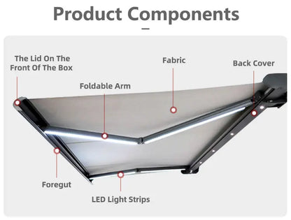 Electric waterproof full cassette aluminum alloy frame retractable awning articulated arm patio garden awning