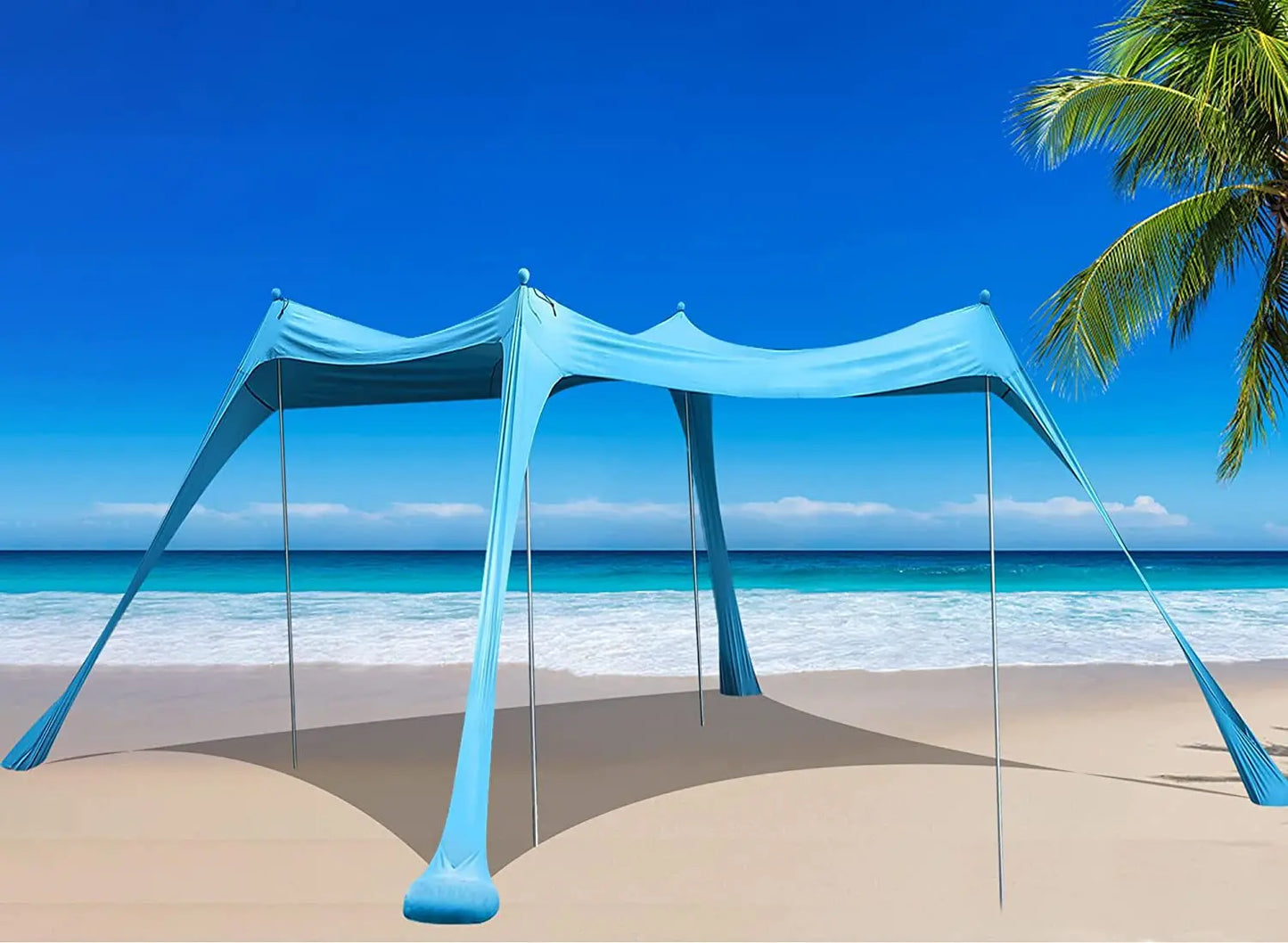 Family Beach Canopy ,Large Beach Sunshade Tent with Stability Poles,UPF50+Outdoor Shade for Beach,Camping,Party or Picnics