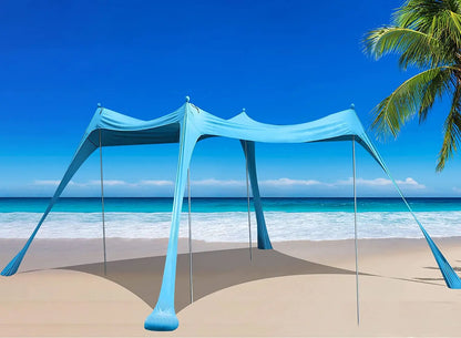 Family Beach Canopy ,Large Beach Sunshade Tent with Stability Poles,UPF50+Outdoor Shade for Beach,Camping,Party or Picnics
