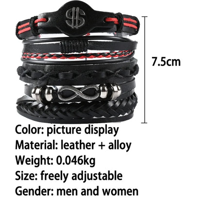Fashion Bracelet Viking  Bracelet For Men Hand Bracelets Woven Skull Hand Jewelry Adjustable Leather Set viking man bracelet