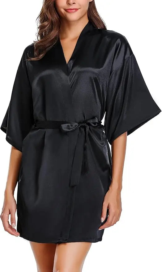 New Women's Sleeping Robe Home Clothes Sleeping Bridal Morning Robe Ding Simulated Silk Elastic Sleeping Robe Silk Short Dress