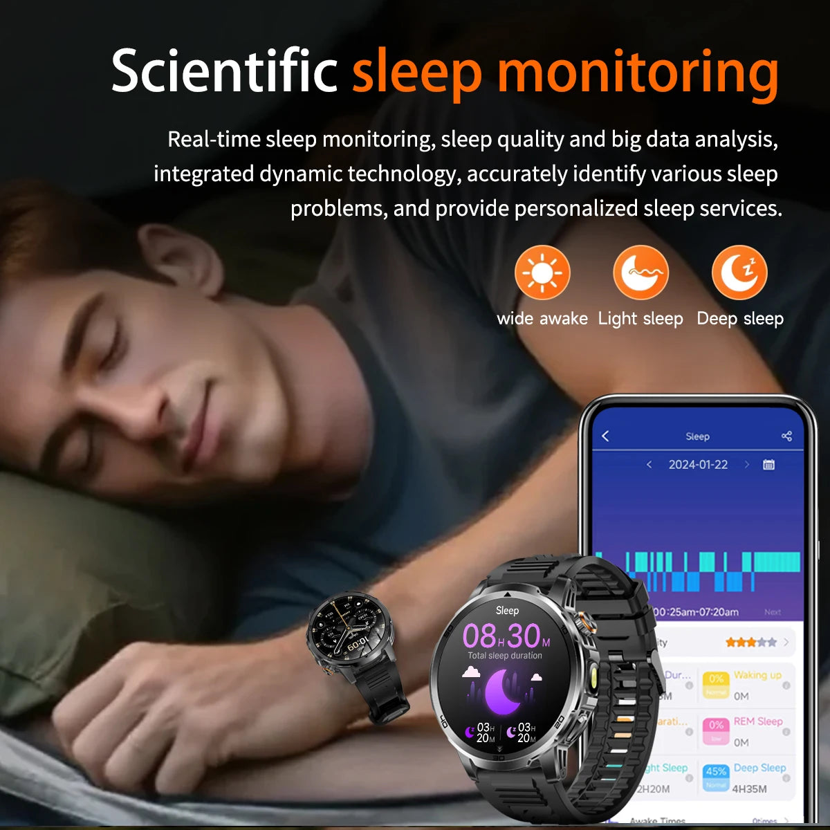 2026 New  Outdoor Smart Watch 1.85inch AMOLED 1000mAh Large Battery 5ATM Waterproof Voice Call Sports Men Fitness Bracelet