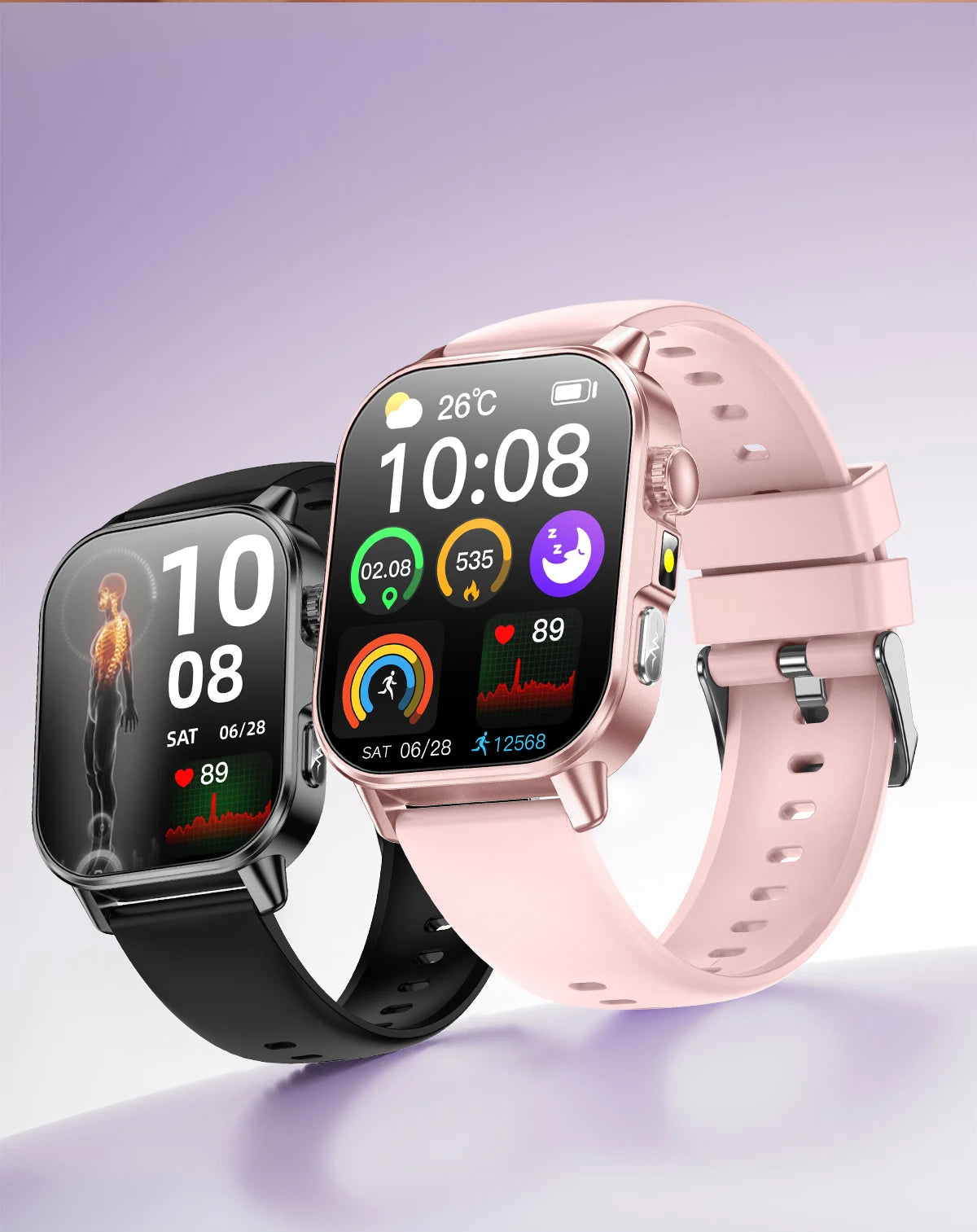 New Professional Health Watch Blood Pressure 2.01"AMOLED Screen Uric Acid Blood Lipids Flashlight Care Smart Watches for Women