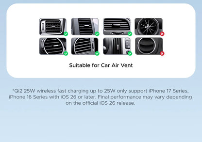UGREEN Qi2.2 25W 15W Magnetic Car Phone Holder Wireless Charger Stand For iPhone 17 16 Pro Max Charging for Magsafe Car Charger