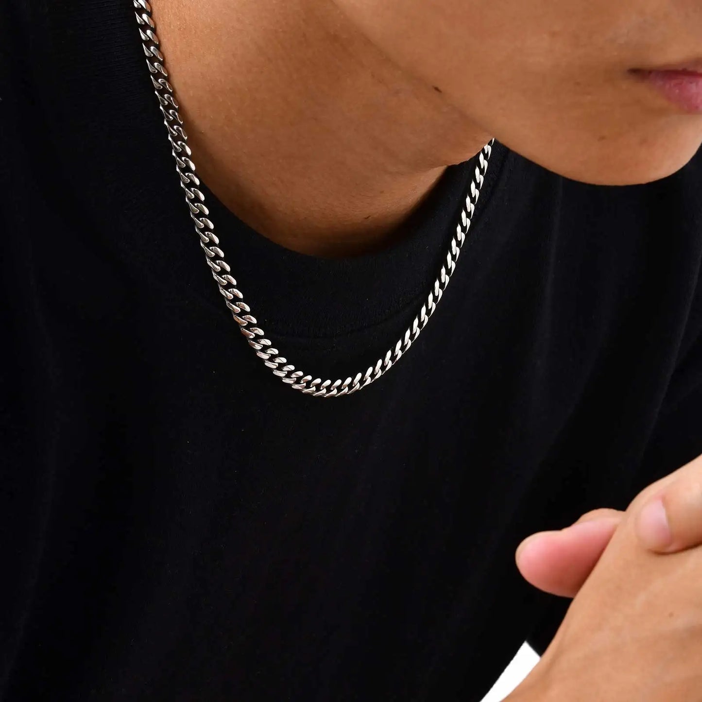 3/5/7mm Stainless Steel Cuban Link Chain Stainless Steel Necklace, Punk Hip-hop Choker for Men, Fashion Jewelry Accessories