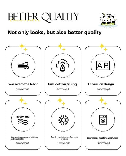 Washed cotton summer quilt skin-friendly grinding summer cool quilt printing student dormitory air conditioner quilt edredones colchas para niñas