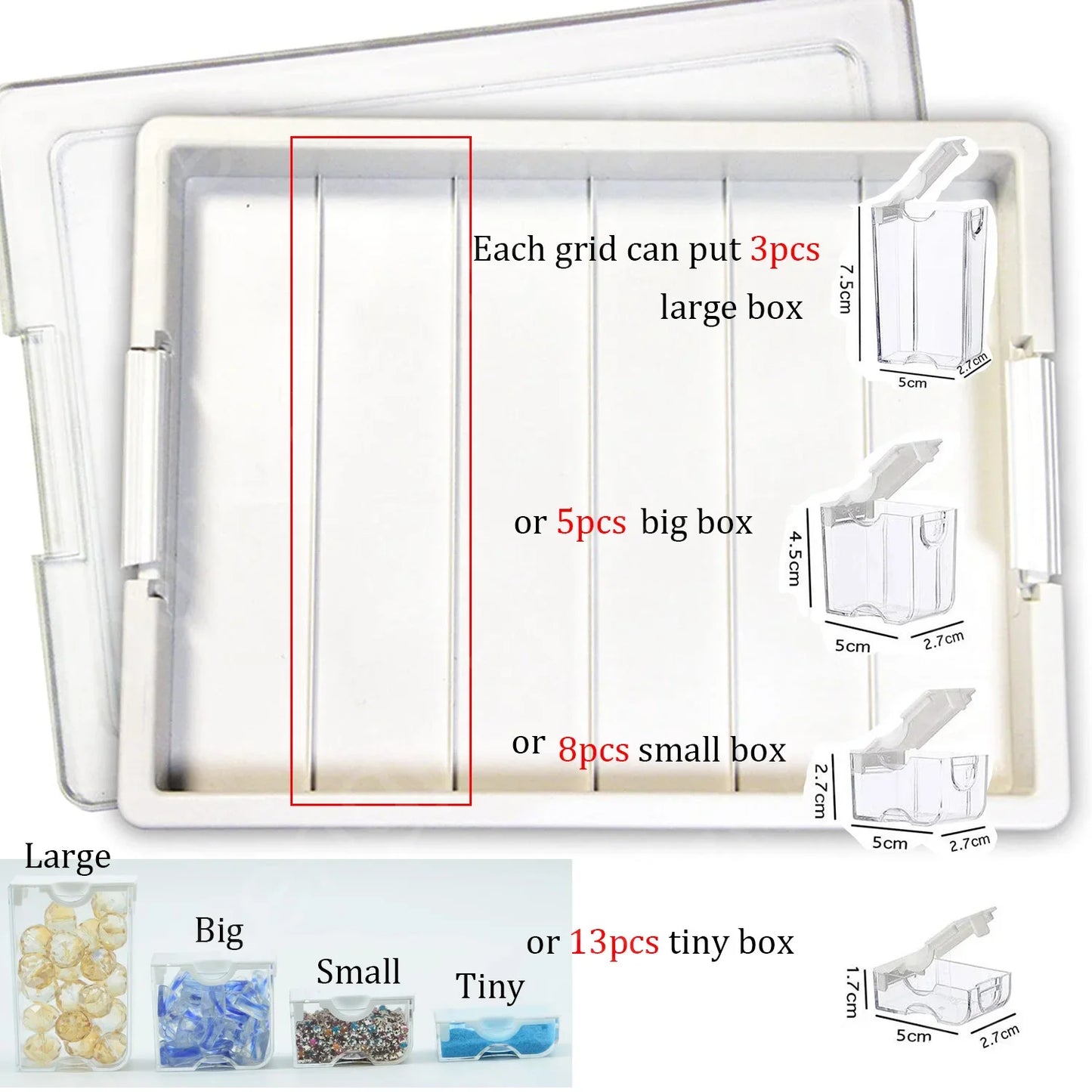42/50/78 Grids Box Elizabeth Ward Bead Storage Portable Container Transparent Diamond Painting Plastic Storage Box