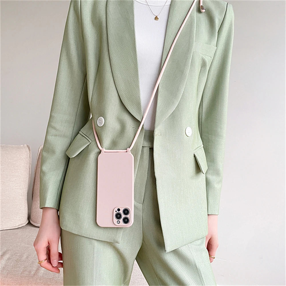 Crossbody Necklace Lanyard Cord Strap Liquid Silicone Case For iPhone 17 16 15 13 11 12 14 Pro Max XS XR X Plus Soft Candy Cover
