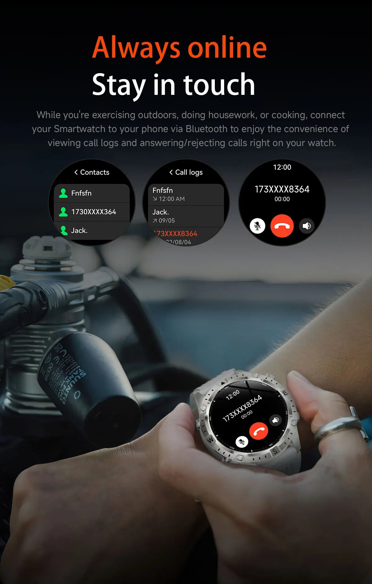 New Outdoor GPS Offline Map Smart Watch Men 3ATM Waterproof 170+ Sports LED Compass Altimeter AMOLED Bluetooth Call Smartwatch