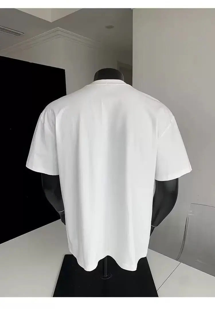 American style cleanfit shoulder cut deconstruction short sleeved T-shirt men and women's trendy boxy cool ins fashionable and h