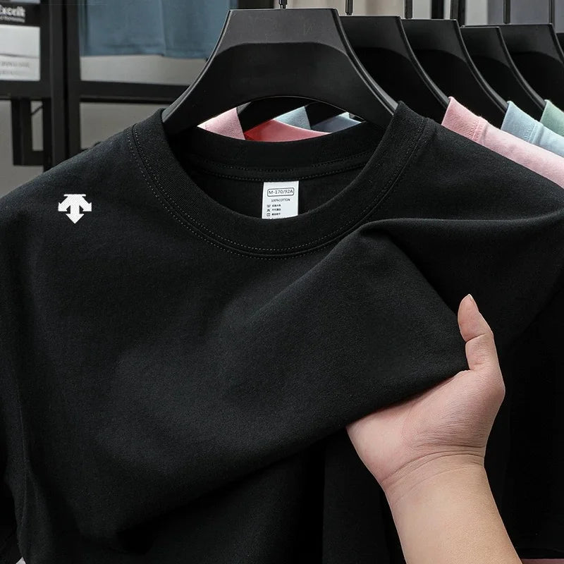 High end sports men's round neck short sleeved T-shirt brand embroidered top summer new 100% cotton comfortable casual T-shirt