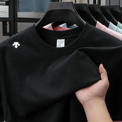 High end sports men's round neck short sleeved T-shirt brand embroidered top summer new 100% cotton comfortable casual T-shirt