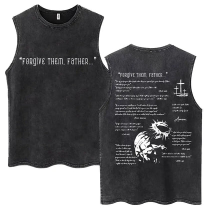 Washed Jesus Is King Christian Harajuku Vintage Tank Tops Men Women Gothic Sleeveless T-shirt Loose Summer Cotton Casual T Shirt