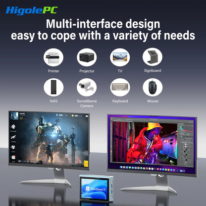 Industrial Higole Gole 2 Pro 5.5" Mini Computer Intel Win11 8/16GB RAM 4K for AI/Automation/Education Portable PC